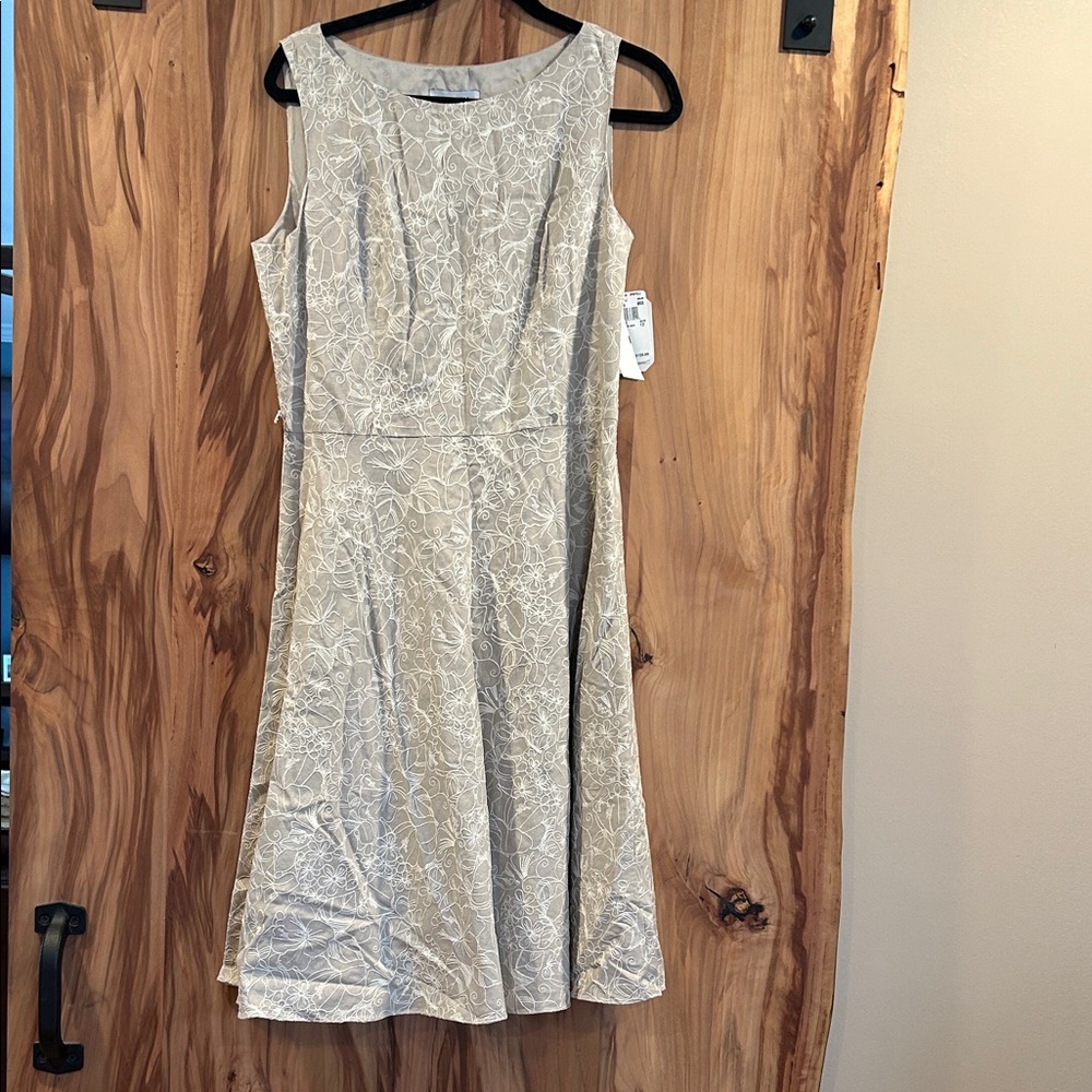 Adrianna Papell Cream Floral Lace Midi Dress